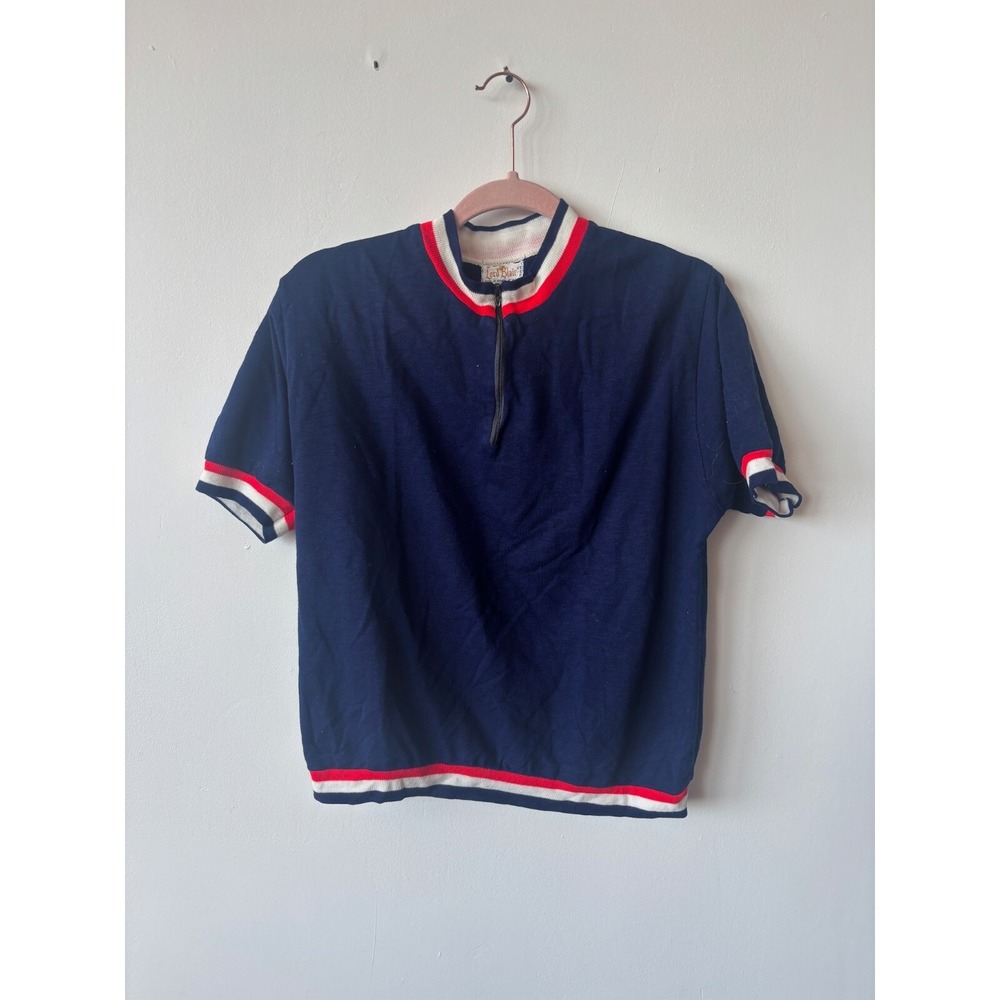 Vintage 70s Lord‎ Blair Acrylic Quarter Zip Short Sleeve Crop Sweatshirt Medium